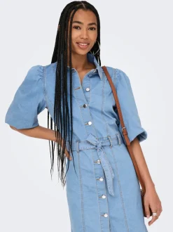 Hot ONLBELIS Midikjole Dame Kjoler|Double Denim