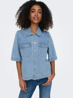 Hot ONLBELLE Denim-skjorte Dame Double Denim|Skjorter