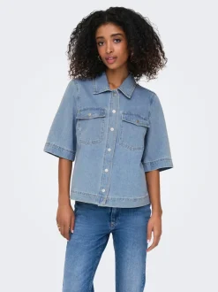 Hot ONLBELLE Denim-skjorte Dame Double Denim|Skjorter