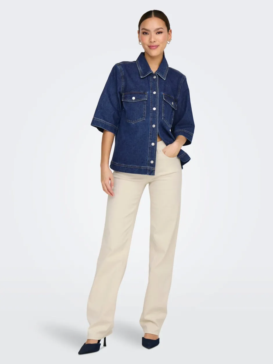 Online ONLBELLE Denim-skjorte Dame Double Denim|Skjorter