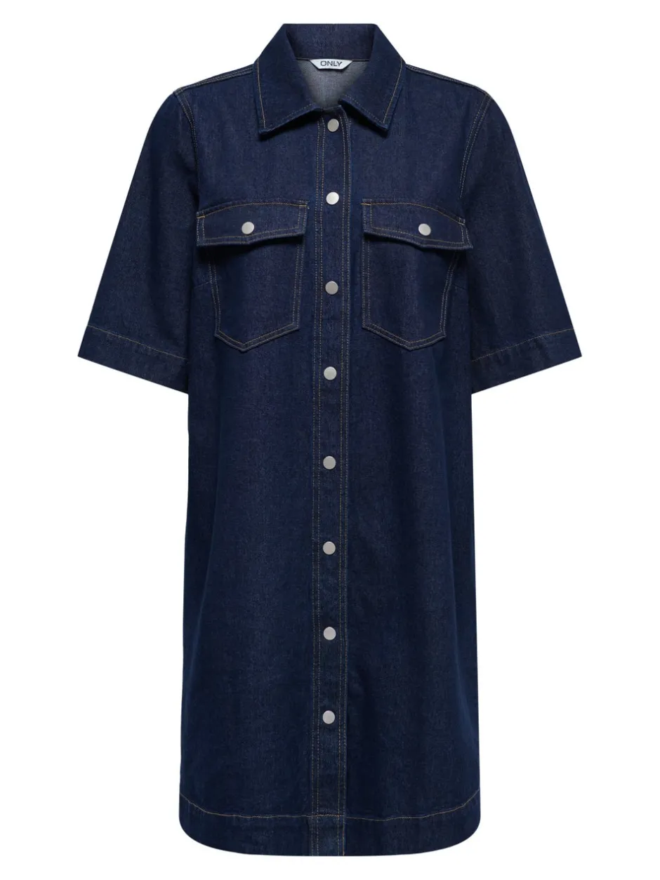 New ONLBELLE Kort kjole Dame Kjoler|Double Denim