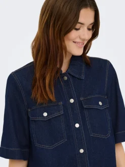 New ONLBELLE Kort kjole Dame Kjoler|Double Denim