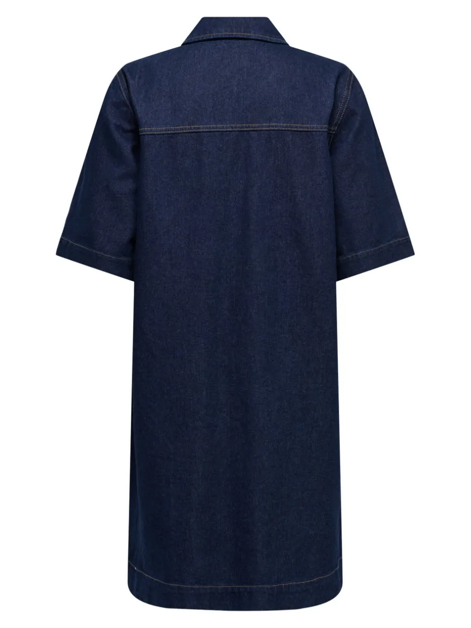 New ONLBELLE Kort kjole Dame Kjoler|Double Denim