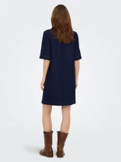 New ONLBELLE Kort kjole Dame Kjoler|Double Denim