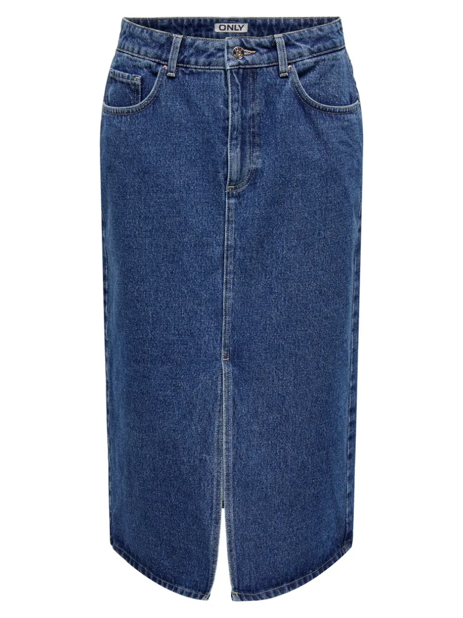 ONLBIANCA Denim Denim-nederdel Midinederdel Dame Nederdele|Denimnederdele