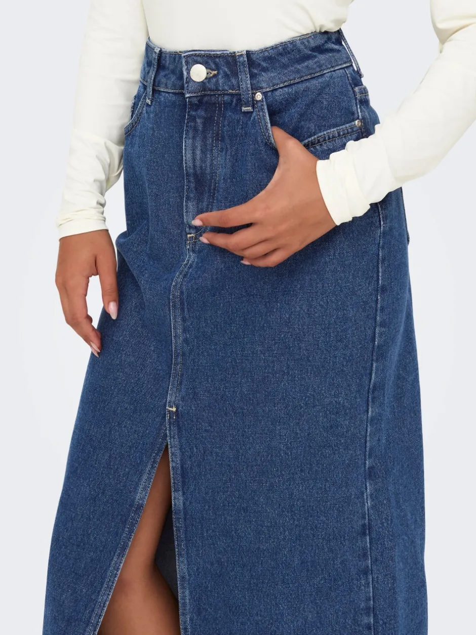 ONLBIANCA Denim Denim-nederdel Midinederdel Dame Nederdele|Denimnederdele