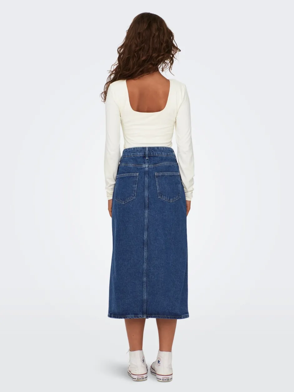 ONLBIANCA Denim Denim-nederdel Midinederdel Dame Nederdele|Denimnederdele
