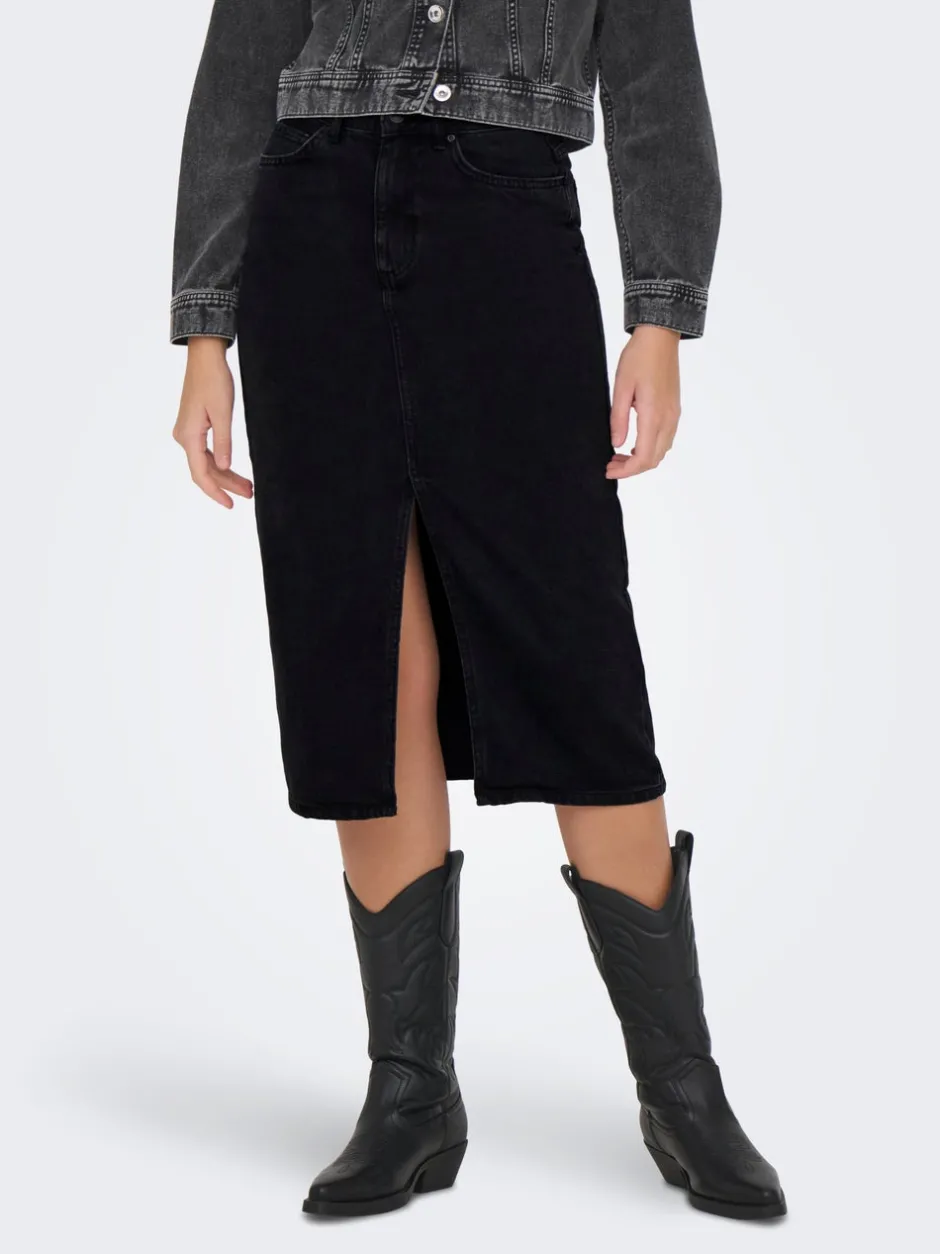 Best ONLBIANCA Denim Denim-nederdel Midinederdel Dame Nederdele|Denimnederdele