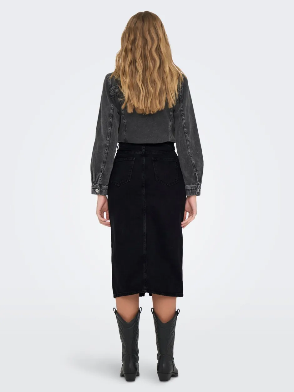Best ONLBIANCA Denim Denim-nederdel Midinederdel Dame Nederdele|Denimnederdele