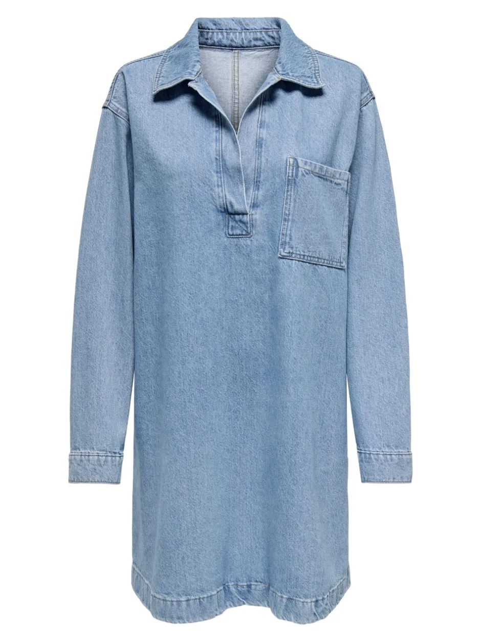 New ONLBIRDIE Kort kjole Dame Kjoler|Double Denim