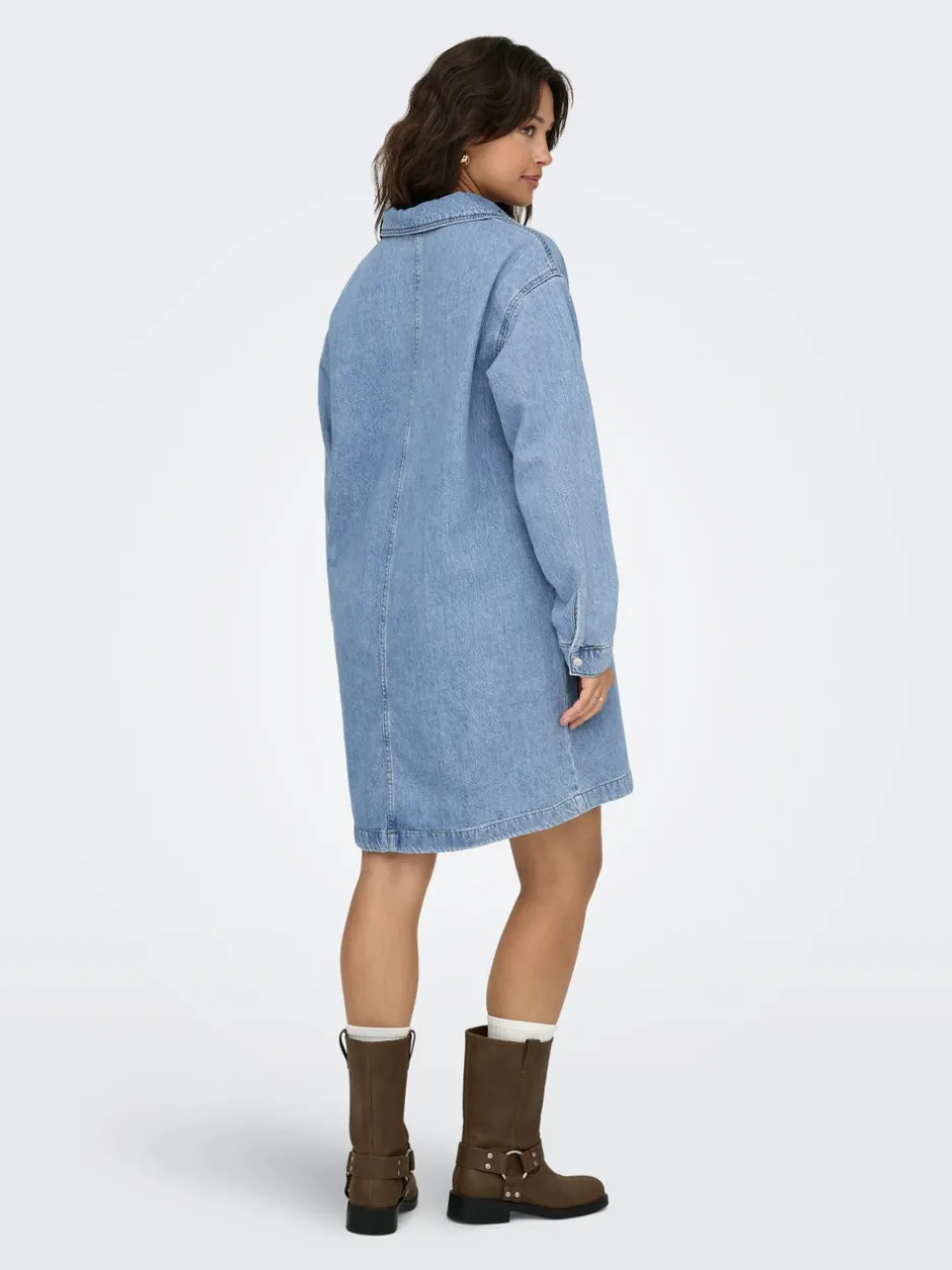 New ONLBIRDIE Kort kjole Dame Kjoler|Double Denim
