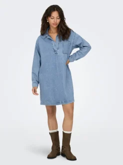 New ONLBIRDIE Kort kjole Dame Kjoler|Double Denim