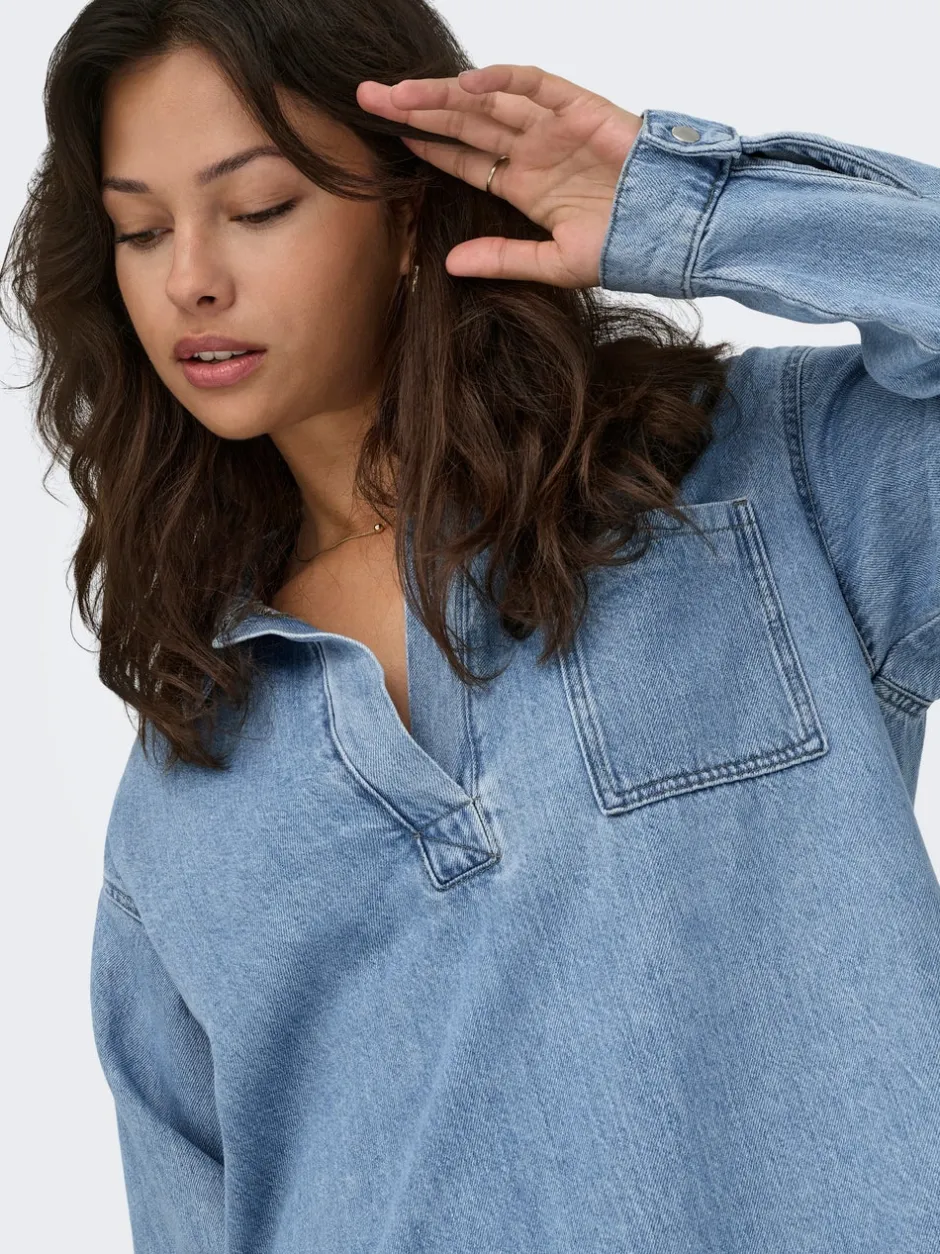 New ONLBIRDIE Kort kjole Dame Kjoler|Double Denim