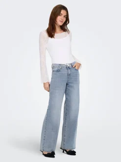 Best ONLBLISS Mellemhøj talje Wide leg fit Jeans Dame Jeans|Jeans