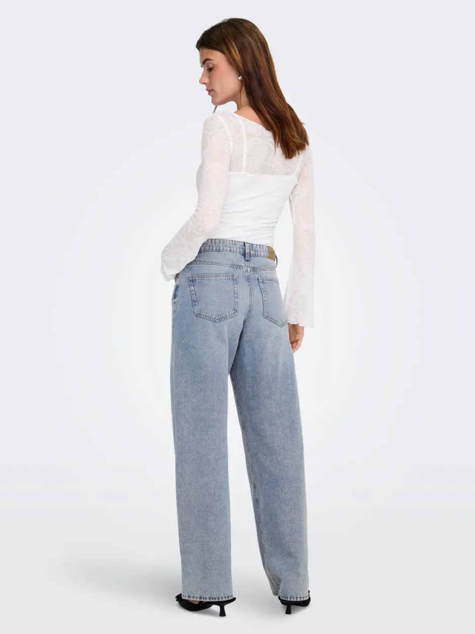 Best ONLBLISS Mellemhøj talje Wide leg fit Jeans Dame Jeans|Jeans