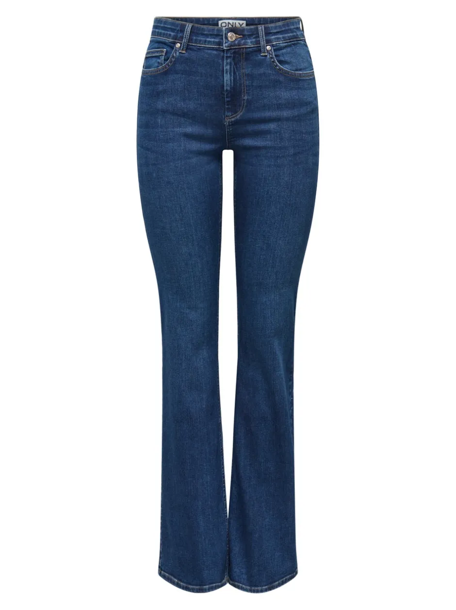 Clearance ONLBLUSH Mellemhøj talje Flared fit Jeans Dame Jeans|Jeans