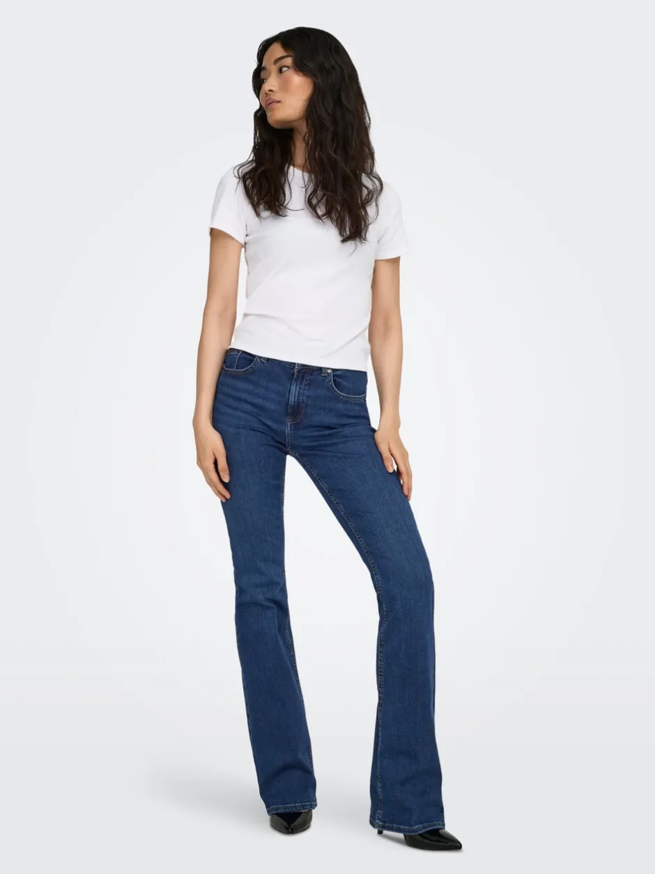 Clearance ONLBLUSH Mellemhøj talje Flared fit Jeans Dame Jeans|Jeans