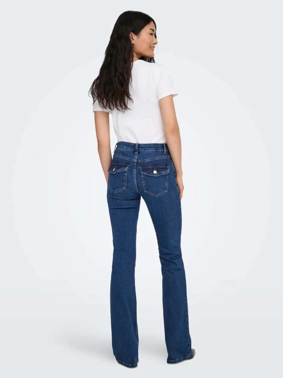 Clearance ONLBLUSH Mellemhøj talje Flared fit Jeans Dame Jeans|Jeans