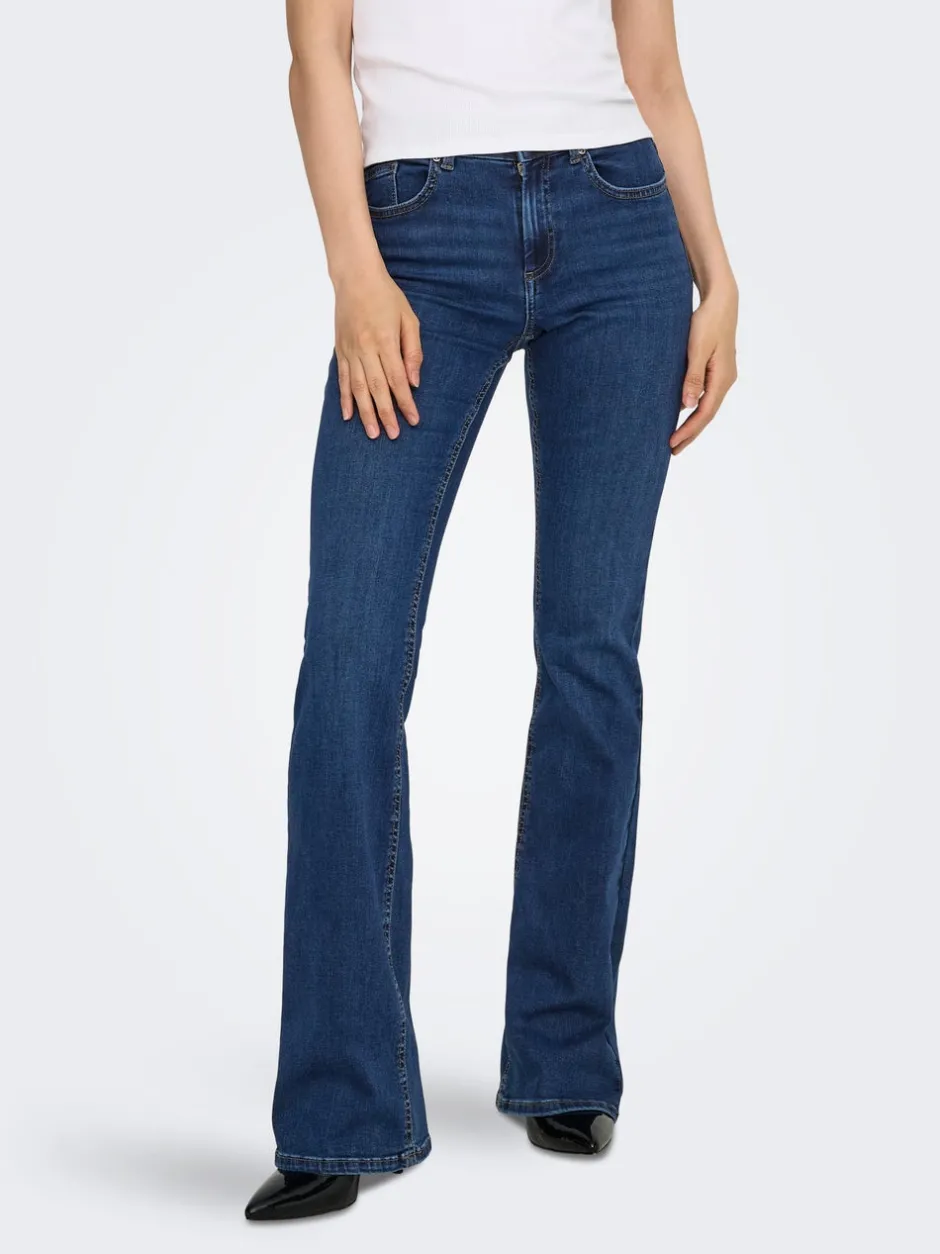 Clearance ONLBLUSH Mellemhøj talje Flared fit Jeans Dame Jeans|Jeans