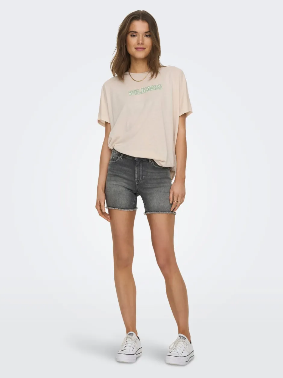 New ONLBLUSH Mellemhøj talje Regular fit Denim-shorts Dame Shorts|Double Denim
