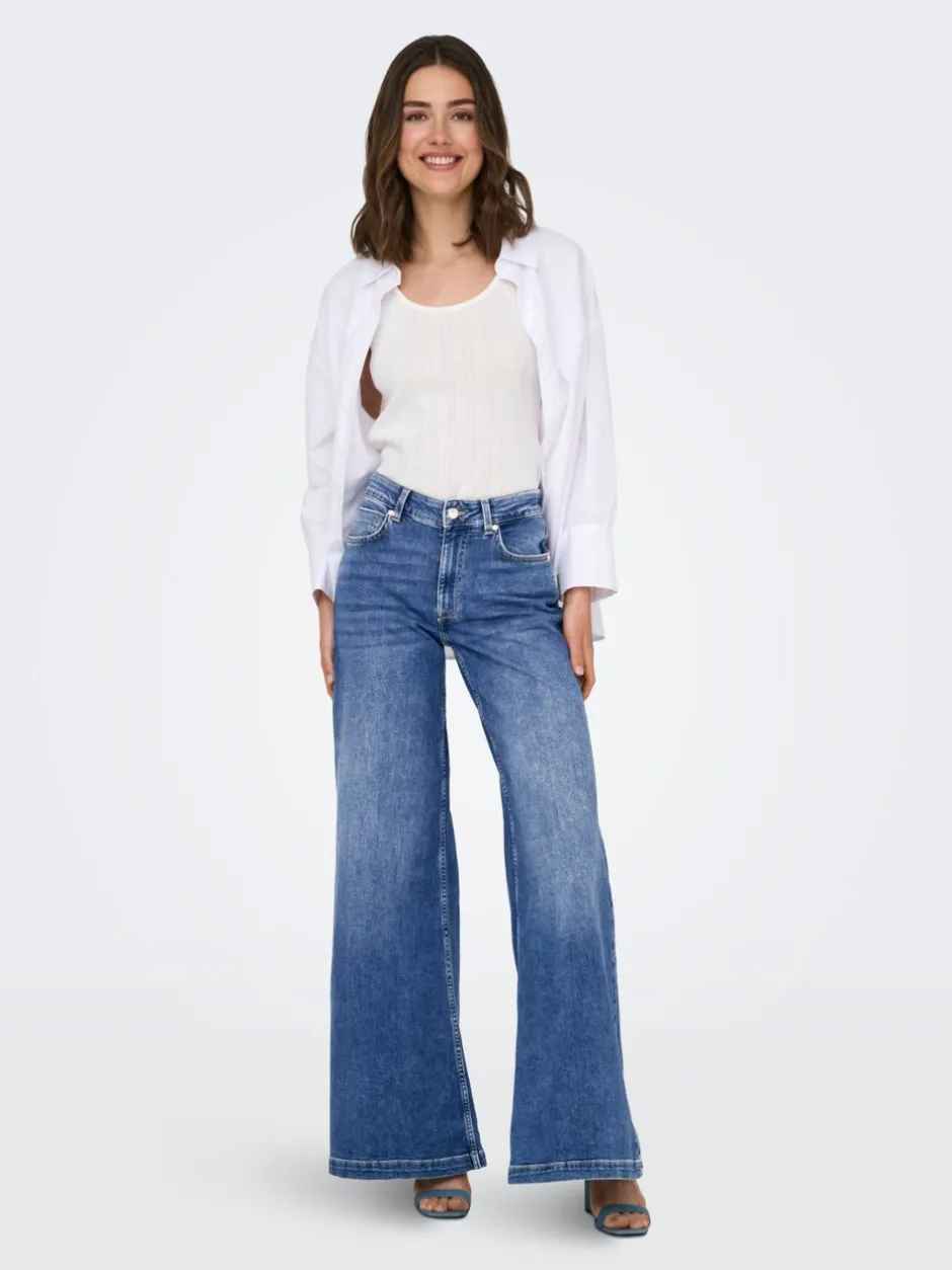Hot ONLCALIFORNIA Mellemhøj talje Wide leg fit Jeans Dame Jeans|Jeans