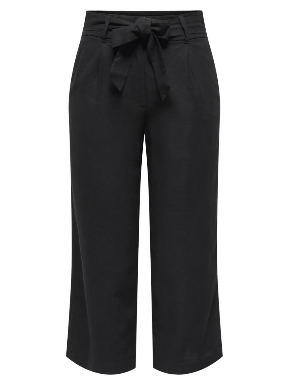 ONLCARO Cropped fit Hør Bukser i wide fit Dame Bukser