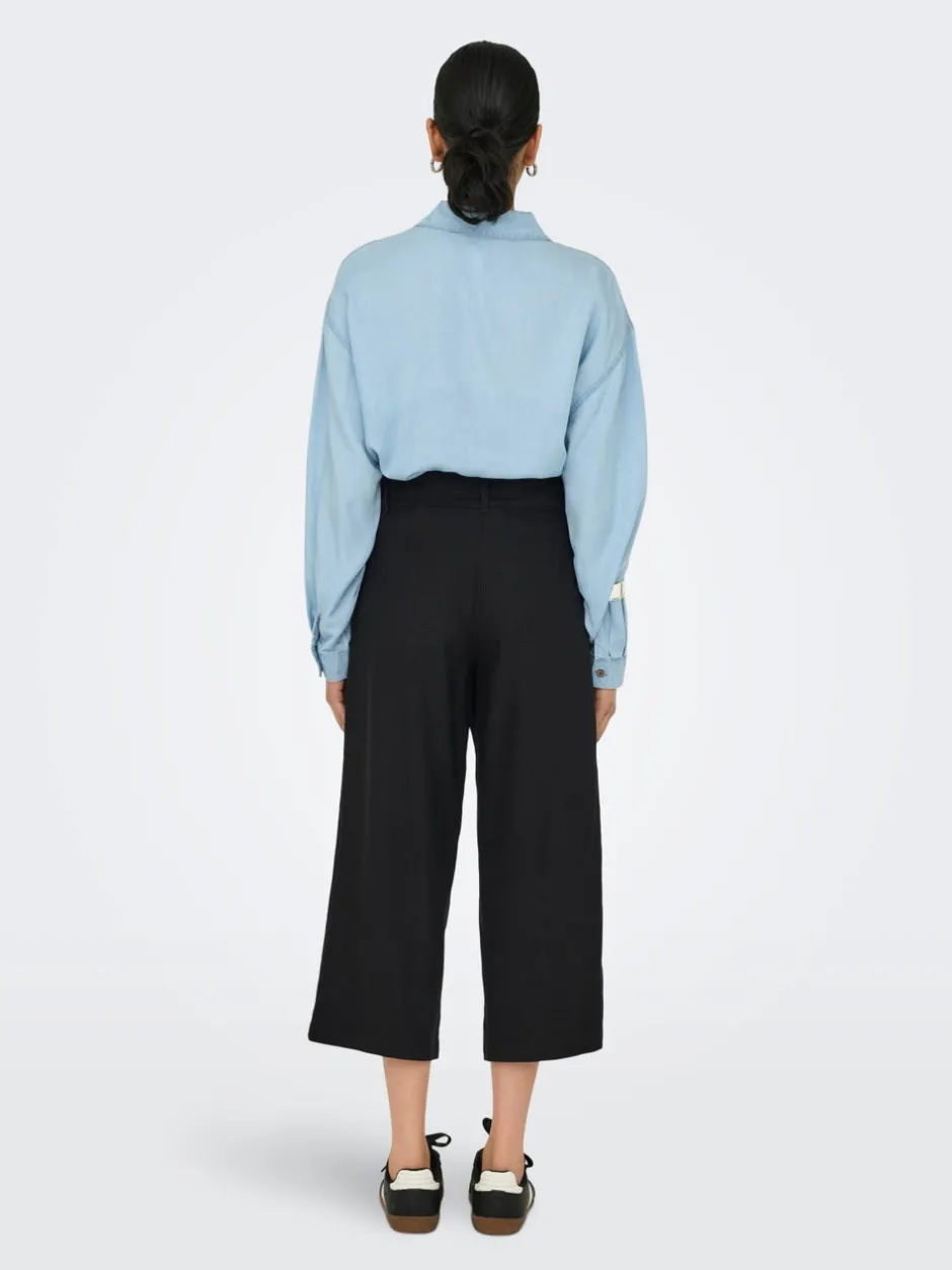 ONLCARO Cropped fit Hør Bukser i wide fit Dame Bukser