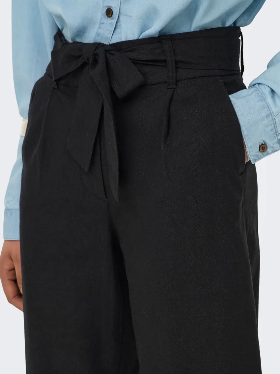 ONLCARO Cropped fit Hør Bukser i wide fit Dame Bukser