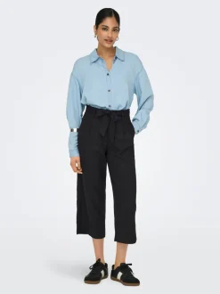 ONLCARO Cropped fit Hør Bukser i wide fit Dame Bukser