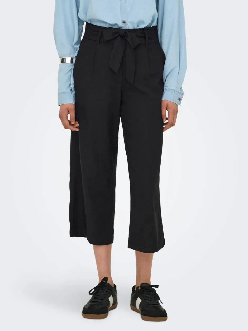 ONLCARO Cropped fit Hør Bukser i wide fit Dame Bukser