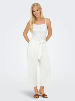 Online ONLCARO Cropped fit Hør Bukser i wide fit Dame Bukser
