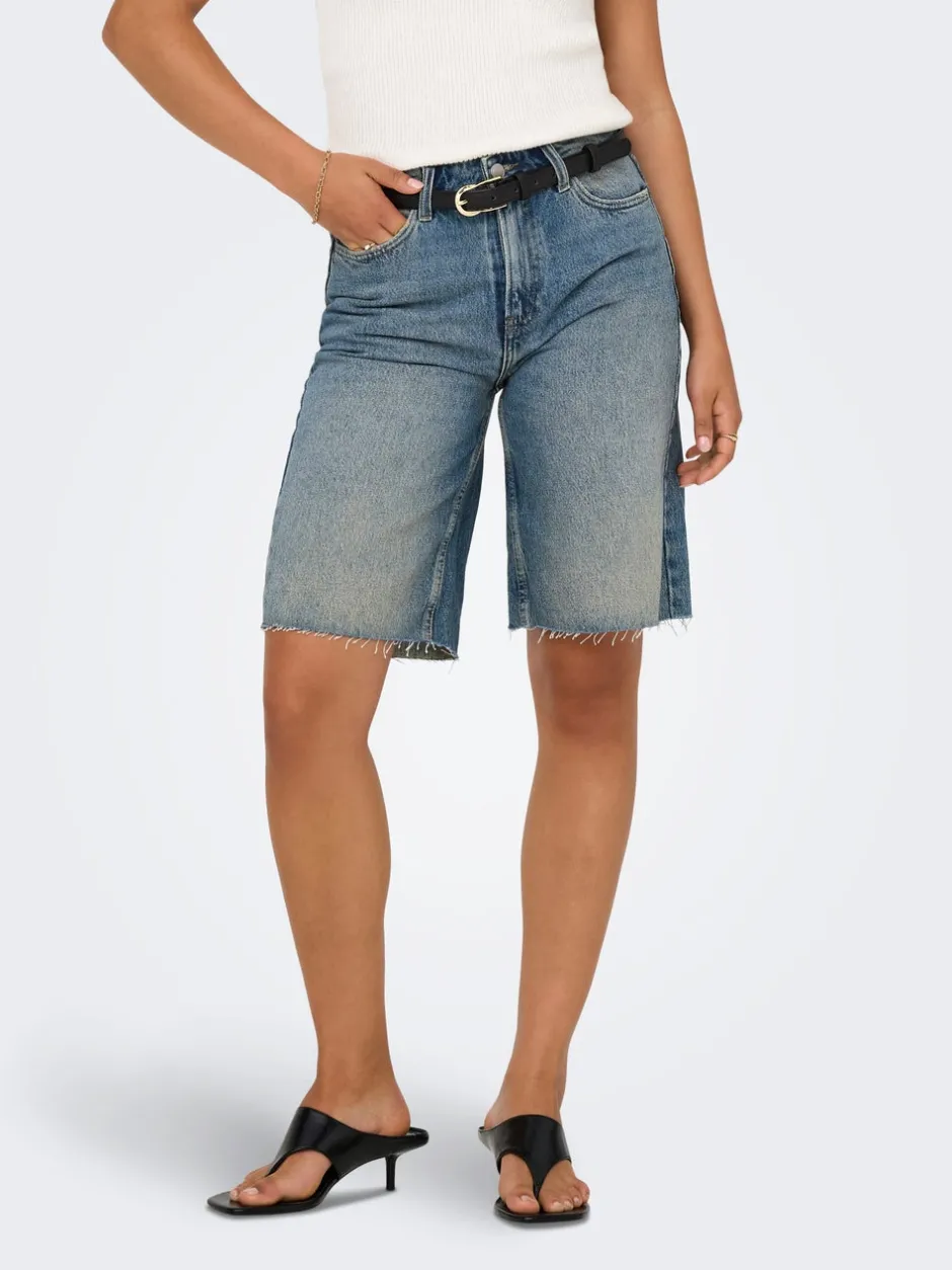 Hot ONLCARO Høj talje Loose fit Denim-shorts Dame Shorts|Double Denim