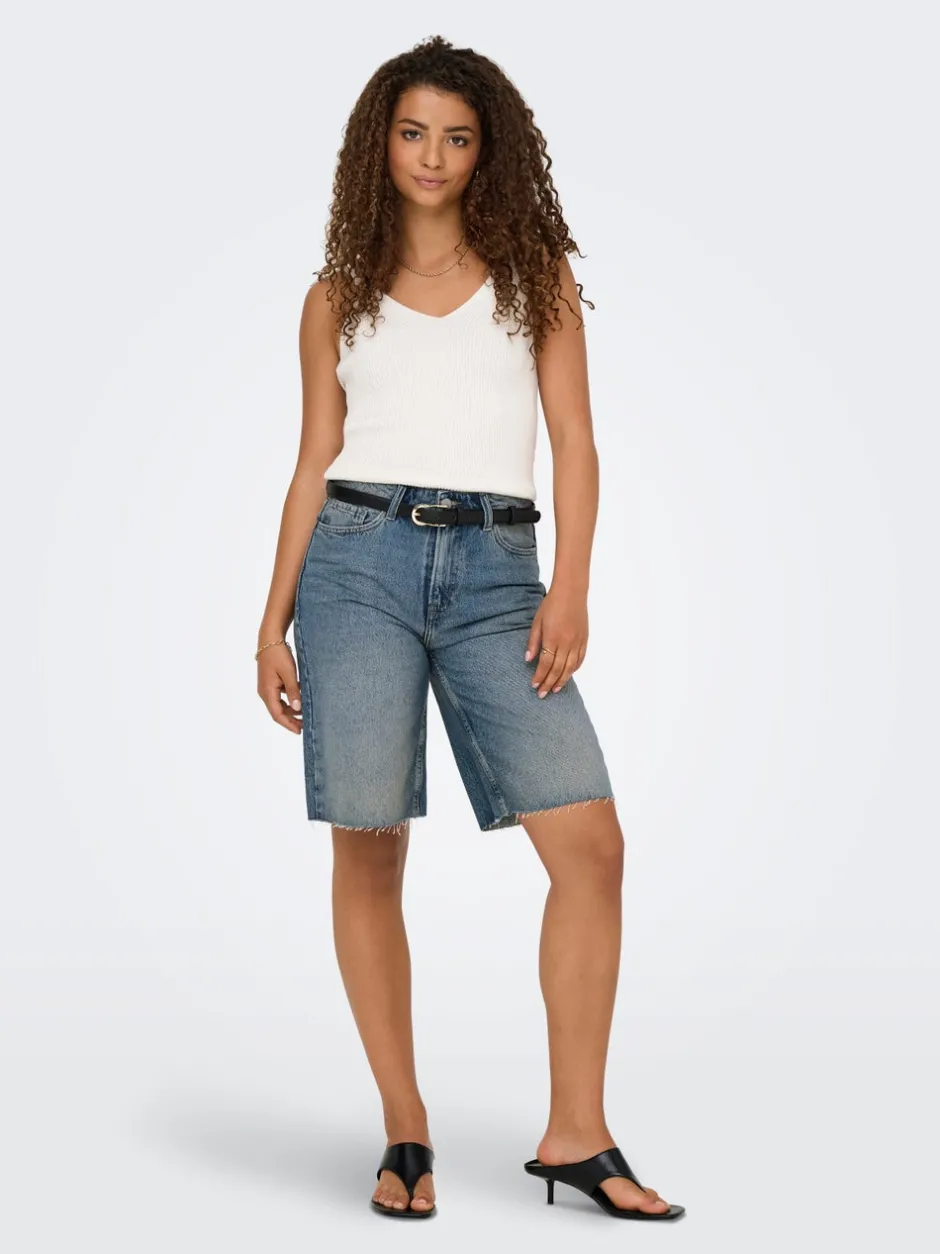 Hot ONLCARO Høj talje Loose fit Denim-shorts Dame Shorts|Double Denim
