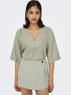 Clearance ONLCARO Hør T-shirt Dame Toppe