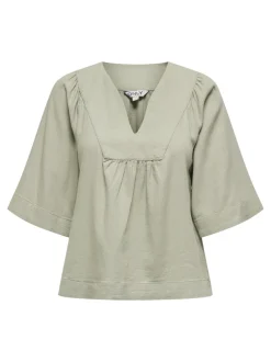 Clearance ONLCARO Hør T-shirt Dame Toppe