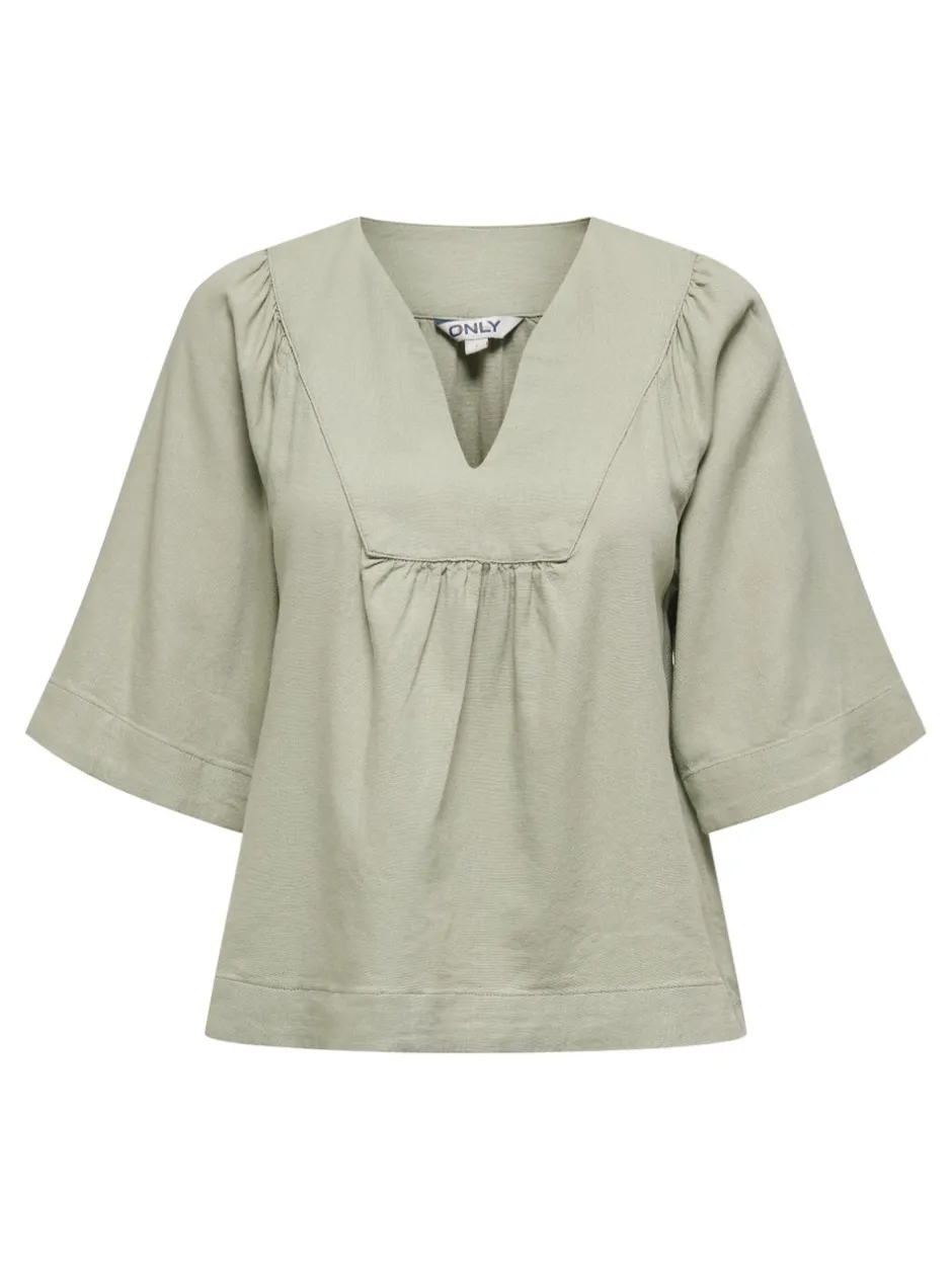 Clearance ONLCARO Hør T-shirt Dame Toppe
