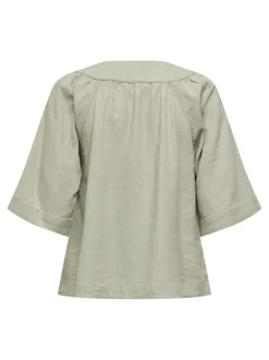 Clearance ONLCARO Hør T-shirt Dame Toppe