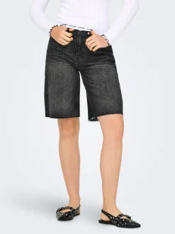 Outlet ONLCARO Mellemhøj talje Loose fit Denim-shorts Dame Shorts|Double Denim