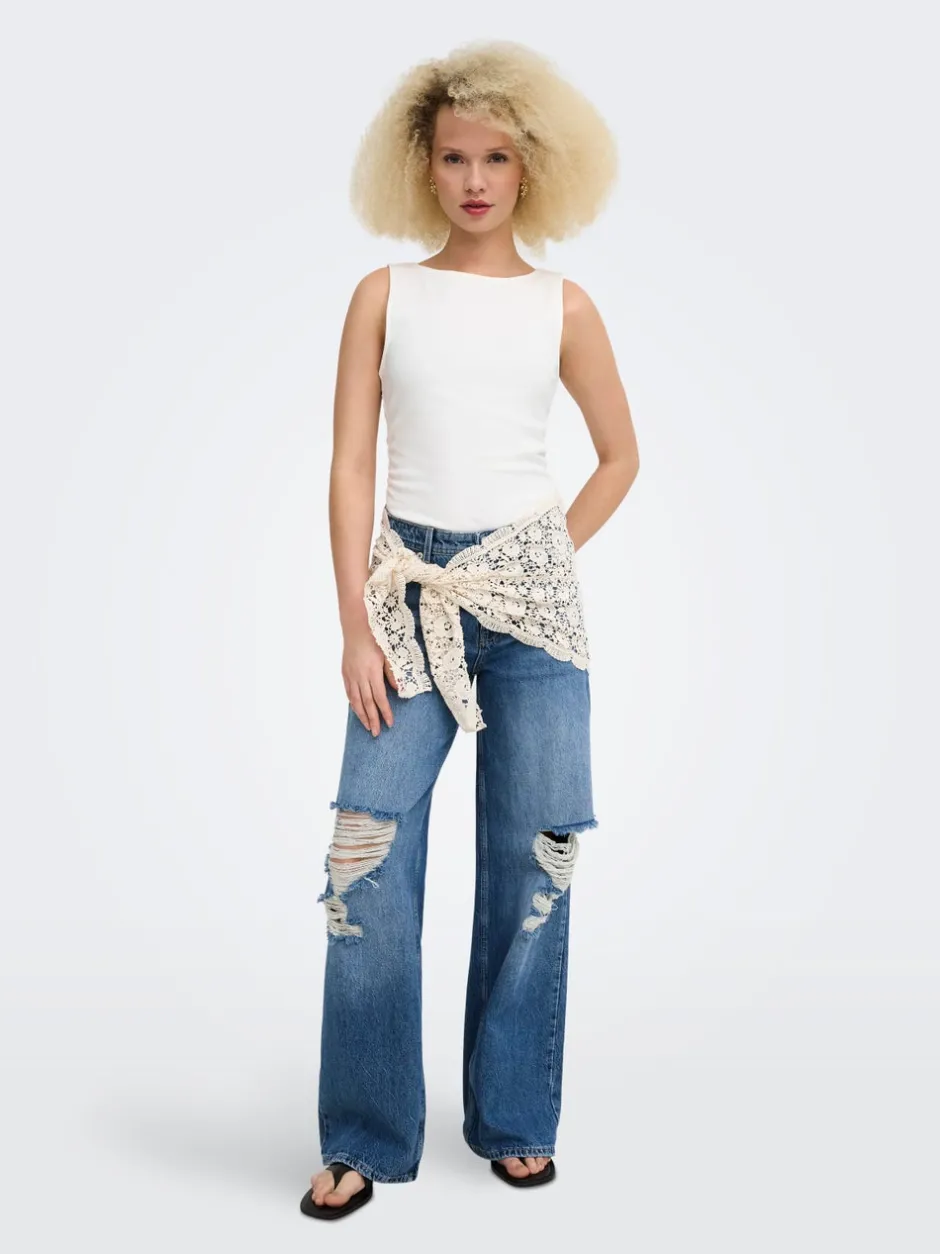 Clearance ONLCARRIE Mellemhøj talje Wide leg fit Jeans Dame Jeans|Jeans