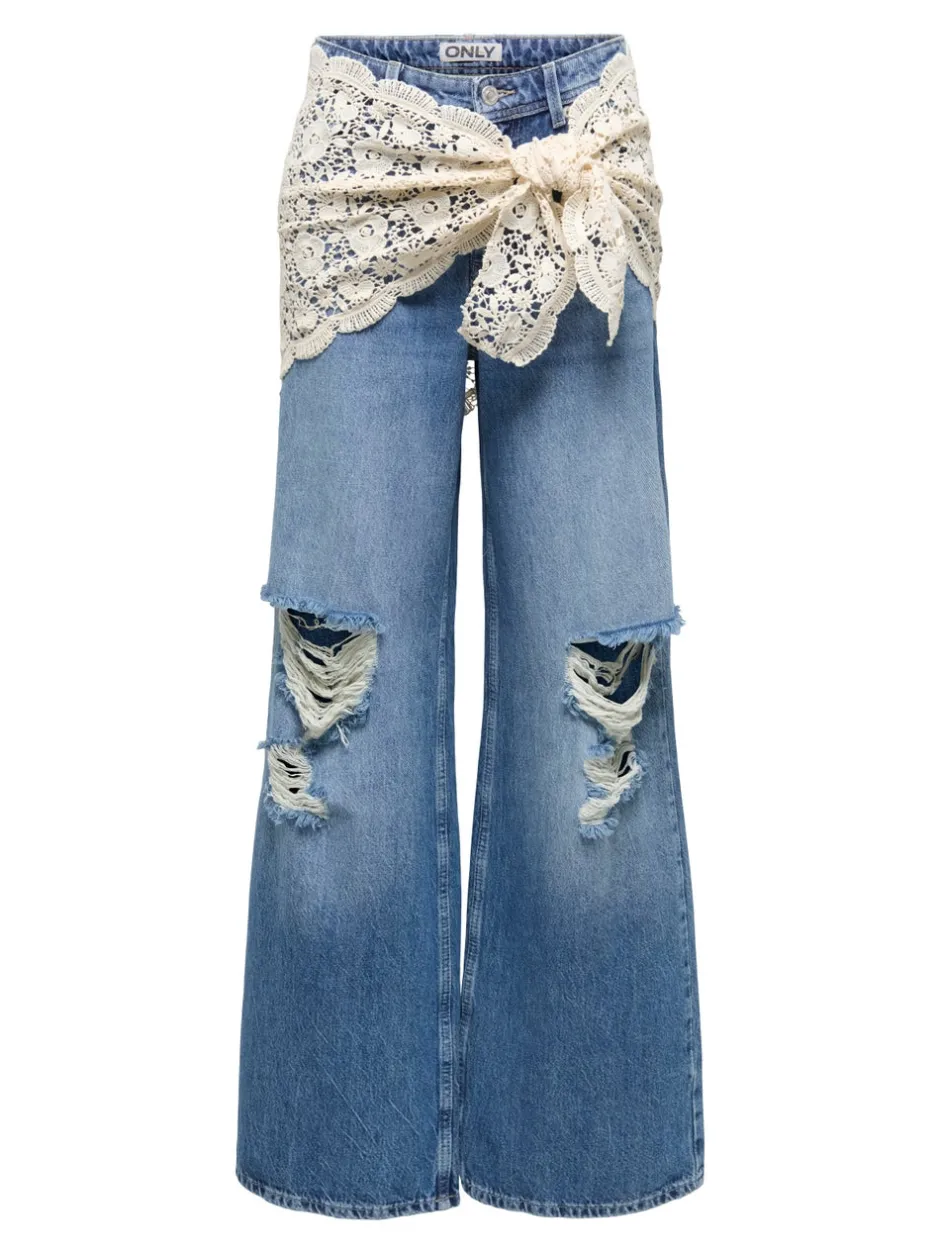 Clearance ONLCARRIE Mellemhøj talje Wide leg fit Jeans Dame Jeans|Jeans