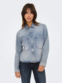Sale ONLCASSIE Denim-skjorte Dame Double Denim|Skjorter