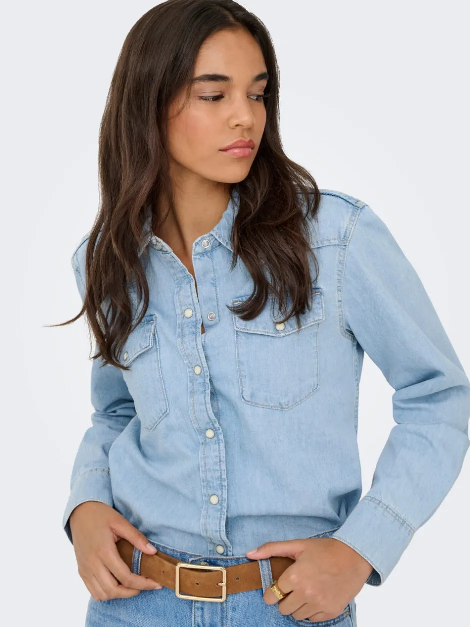 Outlet ONLCHARLIZE Denim-skjorte Dame Double Denim|Skjorter