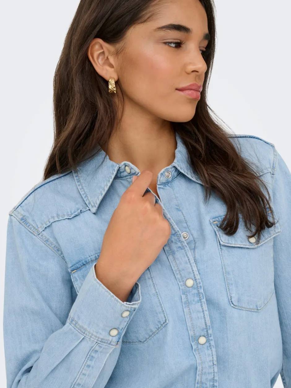 Outlet ONLCHARLIZE Denim-skjorte Dame Double Denim|Skjorter
