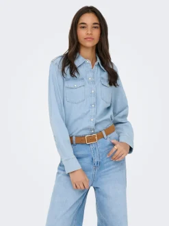 Outlet ONLCHARLIZE Denim-skjorte Dame Double Denim|Skjorter