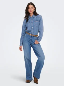 Online ONLCHARLIZE Denim-skjorte Dame Double Denim|Skjorter