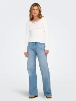 Hot ONLCHRIS Mellemhøj talje Wide leg fit Jeans Dame Jeans|Jeans