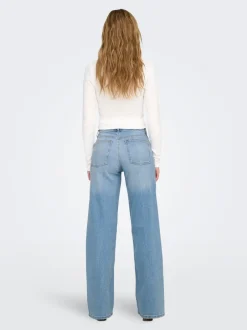 Hot ONLCHRIS Mellemhøj talje Wide leg fit Jeans Dame Jeans|Jeans