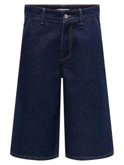 New ONLCLAIR Mellemhøj talje Baggy fit Bermuda Denim-shorts Dame Shorts|Double Denim