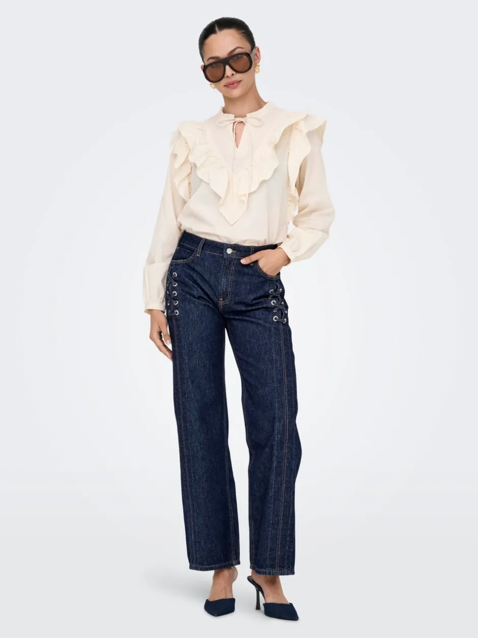 Sale ONLCOBAIN Mellemhøj talje Wide leg fit Jeans Dame Jeans|Jeans