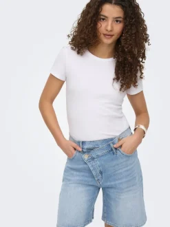 Online ONLCROSSOVER Mellemhøj talje Regular fit Denim-shorts Dame Shorts|Double Denim
